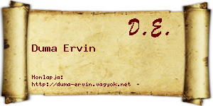 Duma Ervin névjegykártya